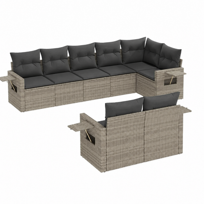 Ensemble de mobilier de jardin 8 pièces avec coussins gris clair