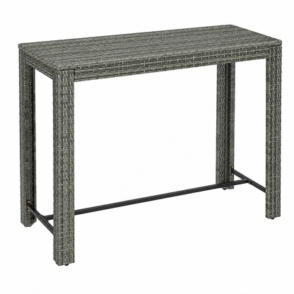 Table haute d'extérieur en résine tressée grise