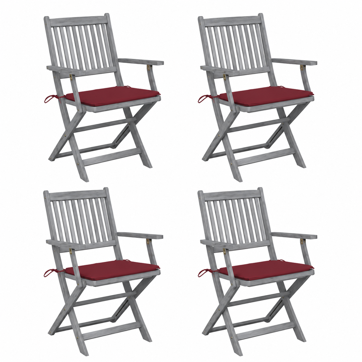 Ensemble de 4 chaises pliantes d'extérieur avec coussins
