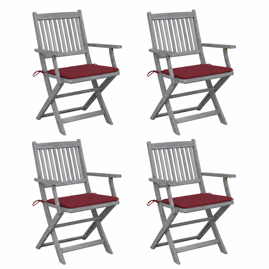 Ensemble de 4 chaises pliantes d'extérieur avec coussins
