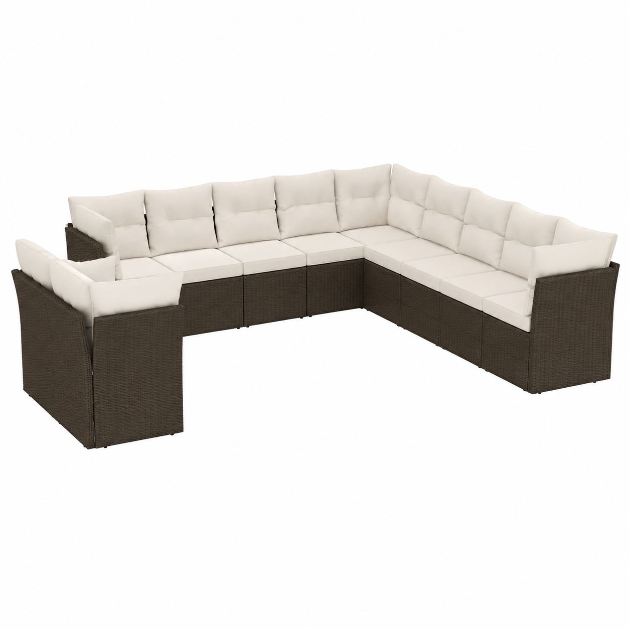 Ensemble mobilier d'extérieur 12 pièces marron en résine