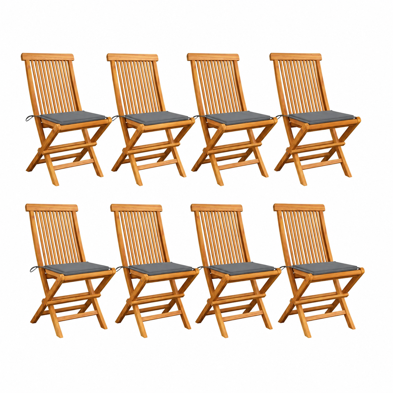 Lot de 8 chaises de jardin gris en teck