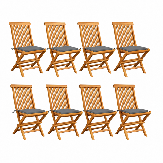 Lot de 8 chaises de jardin gris en teck