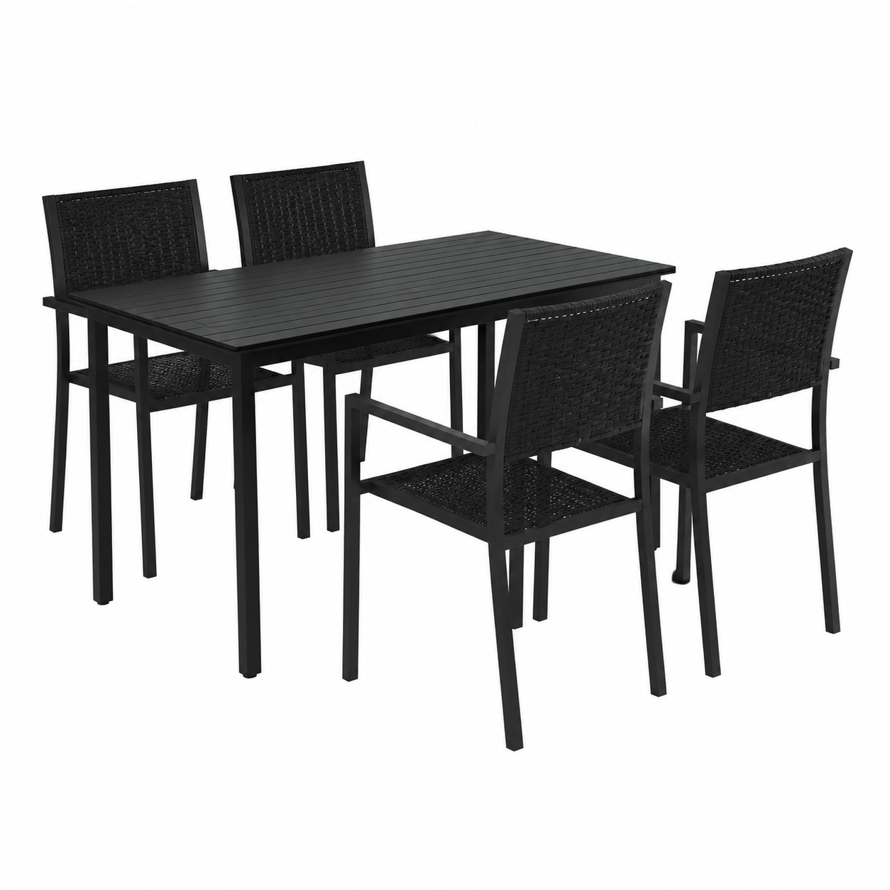 Ensemble de jardin noir 5 pièces pour repas