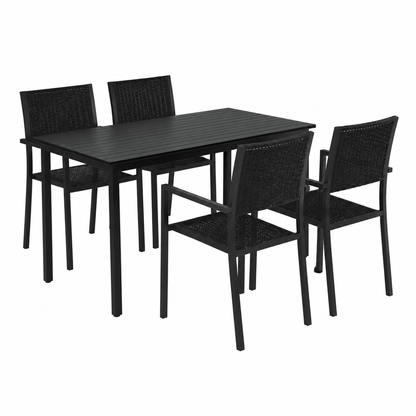 Ensemble de jardin noir 5 pièces pour repas