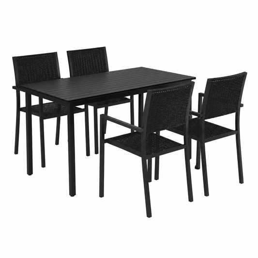 Ensemble de jardin noir 5 pièces pour repas