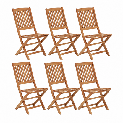 Ensemble de 6 chaises de jardin pliables avec coussins en bois d'acacia