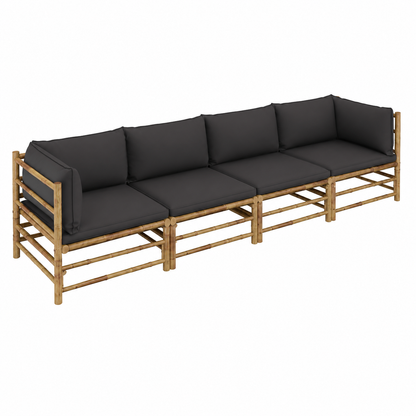 Ensemble de meubles de jardin 4 pièces avec coussins gris foncé