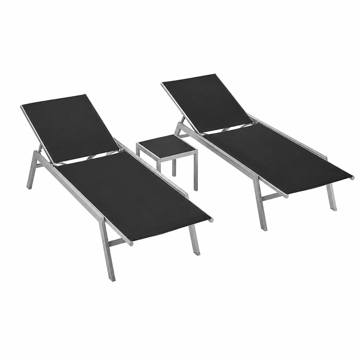 Ensemble Transat Inclinable avec Table Noir