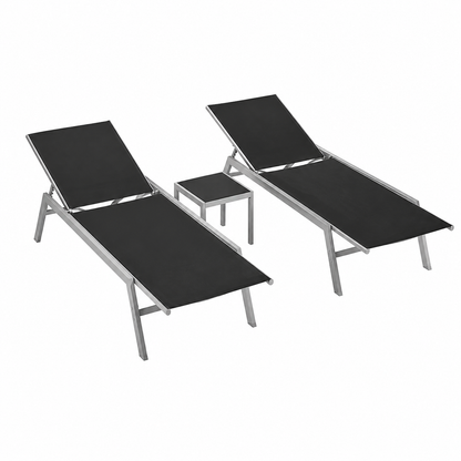Ensemble Transat Inclinable avec Table Noir