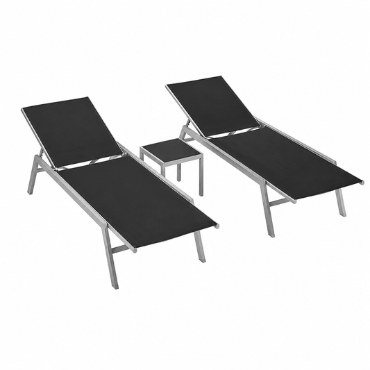 Ensemble Transat Inclinable avec Table Noir