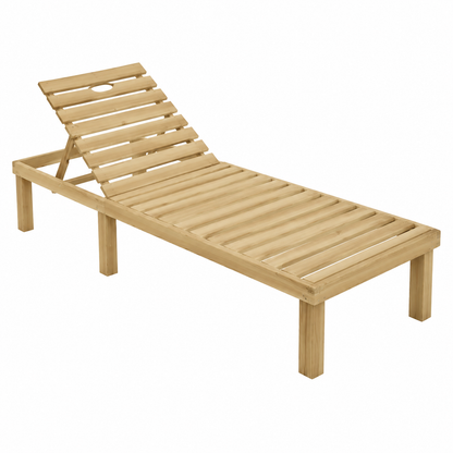 Chaise longue en bois de pin avec coussin crème