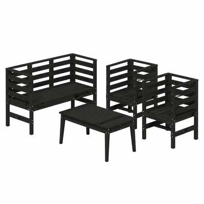 Ensemble de mobilier de jardin 3 pièces en pin massif noir