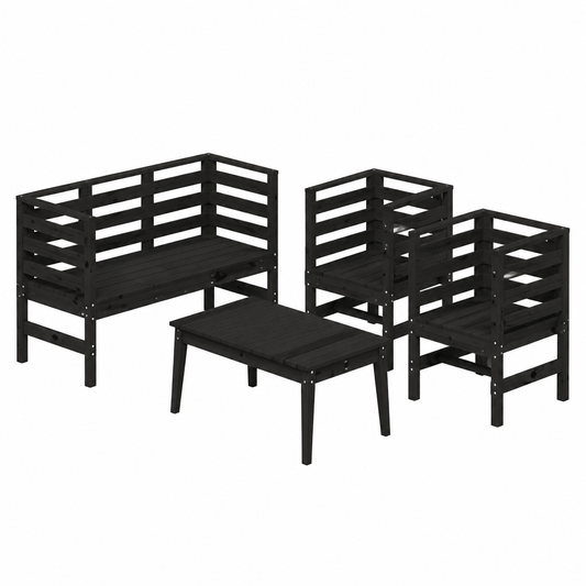 Ensemble de mobilier de jardin 3 pièces en pin massif noir