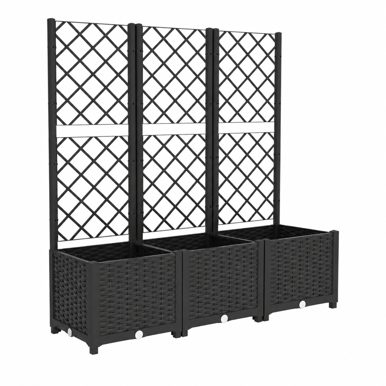 Bac à fleurs avec treillis noir 120x40x136 cm
