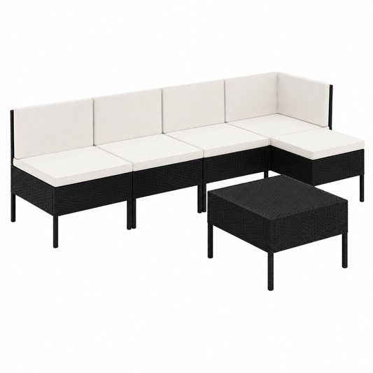 Ensemble de mobilier de jardin 6 pièces avec coussins en résine tressée
