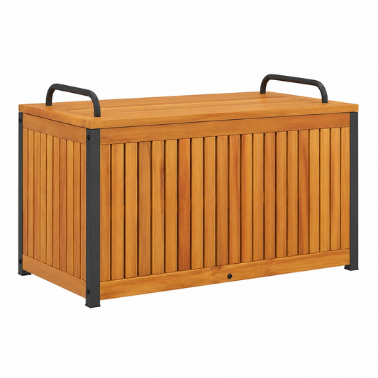 Coffre de Rangement Extérieur en Acacia et Acier