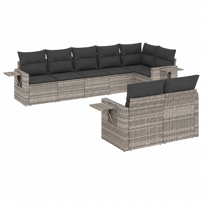 Ensemble de mobilier de jardin 8 pièces avec coussins gris clair