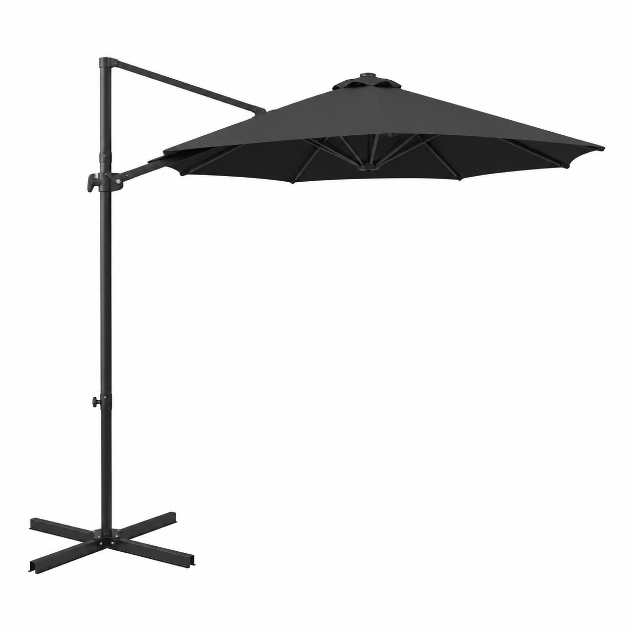 Grand parasol déporté avec éclairage LED 300 cm noir