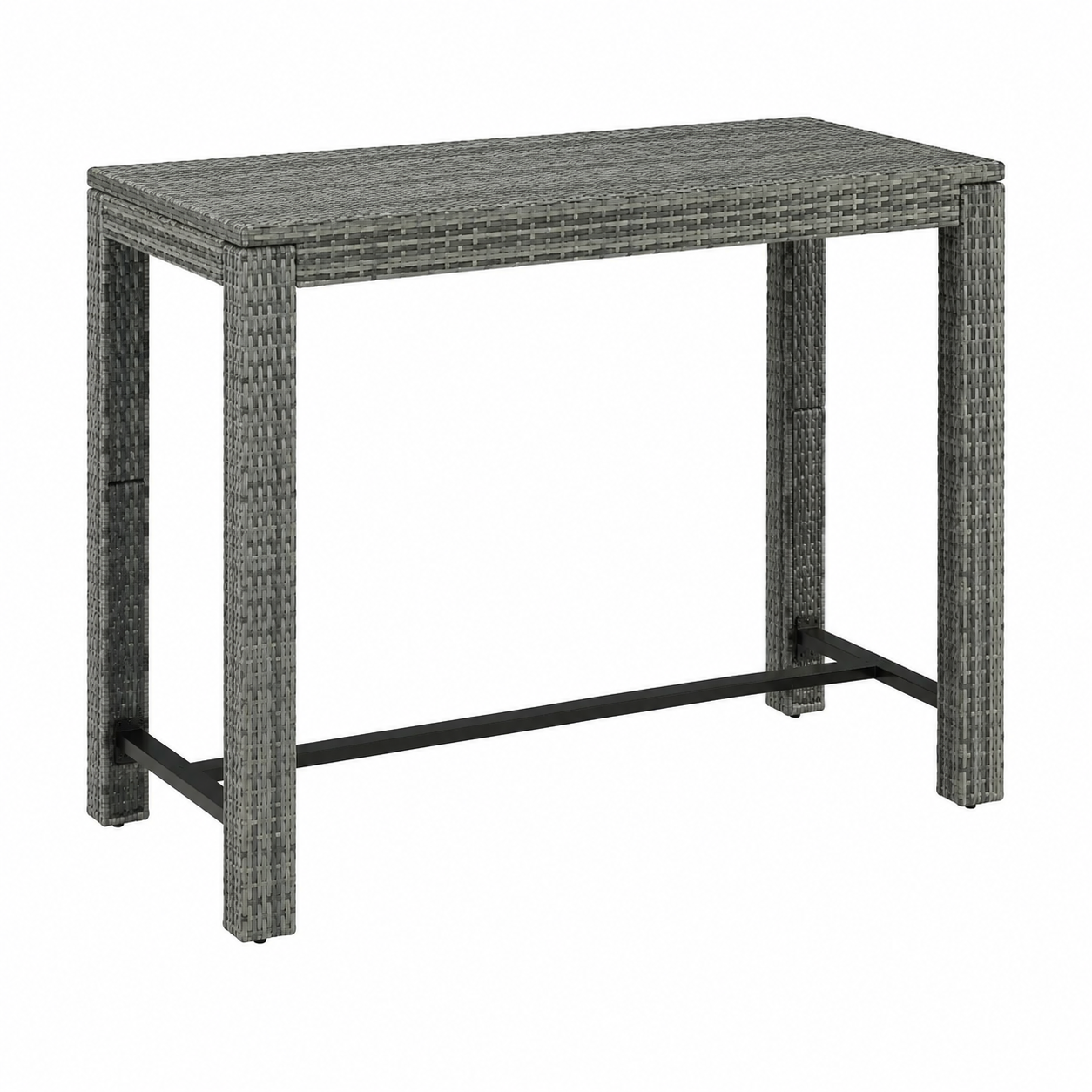 Table haute d'extérieur en résine tressée grise