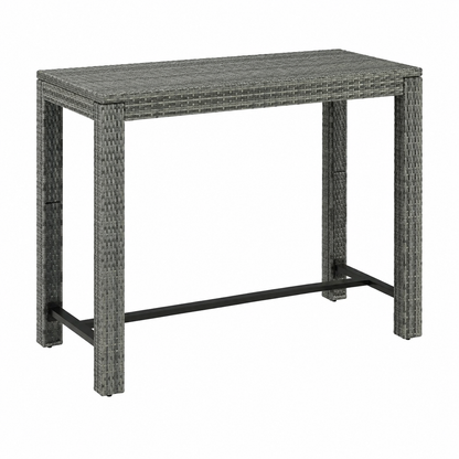 Table haute d'extérieur en résine tressée grise
