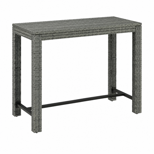 Table haute d'extérieur en résine tressée grise