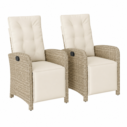 Ensemble de 2 chaises de jardin inclinables avec repose-pied