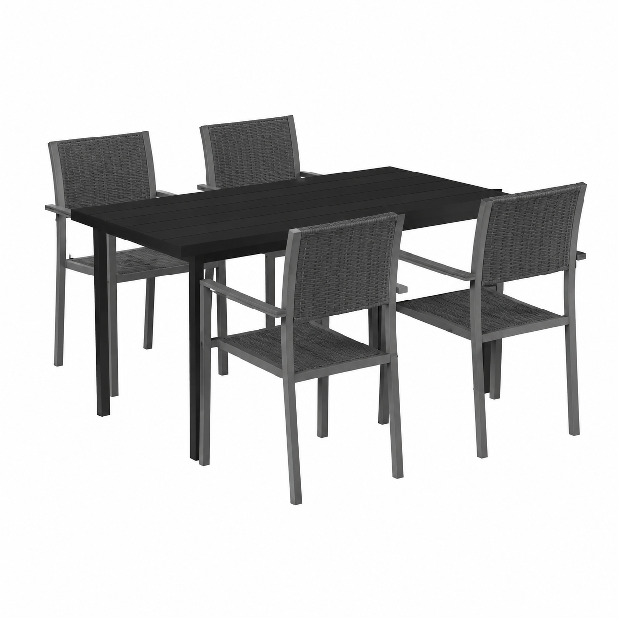 Ensemble de jardin noir 5 pièces pour repas