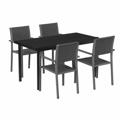 Ensemble de jardin noir 5 pièces pour repas