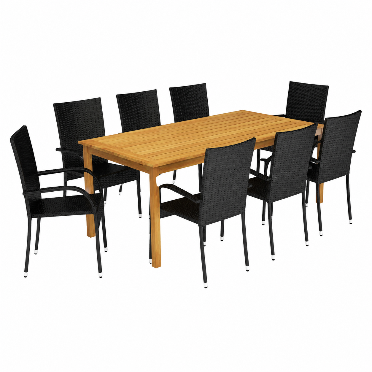 Ensemble de Salle à Manger Extérieur 9 Pièces Noir