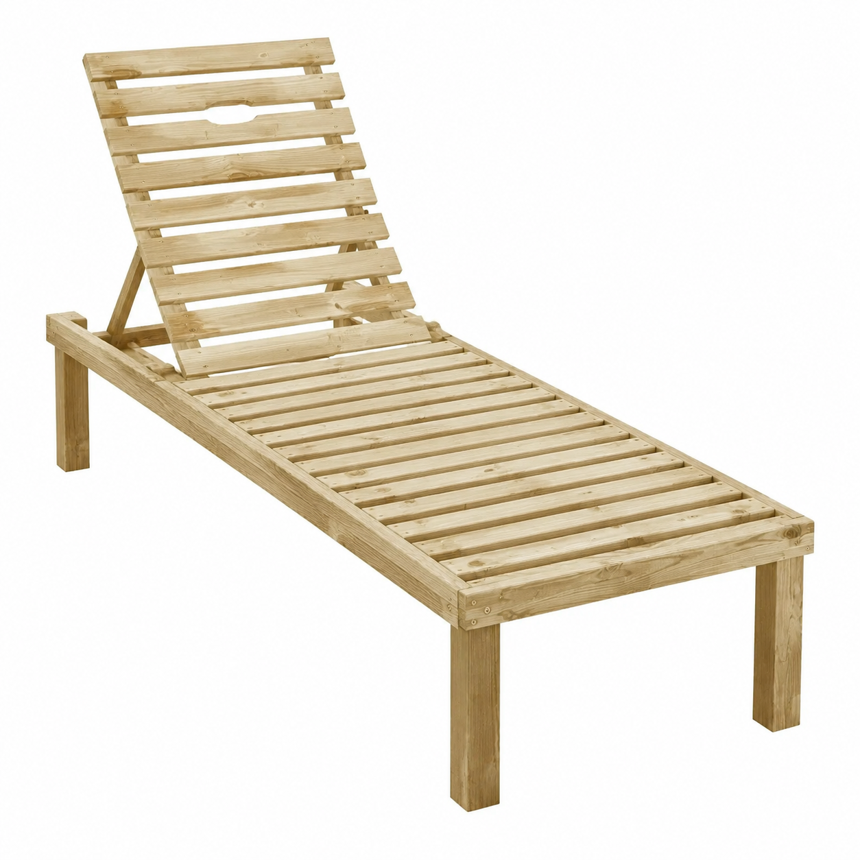 Chaise longue en bois de pin avec coussin crème