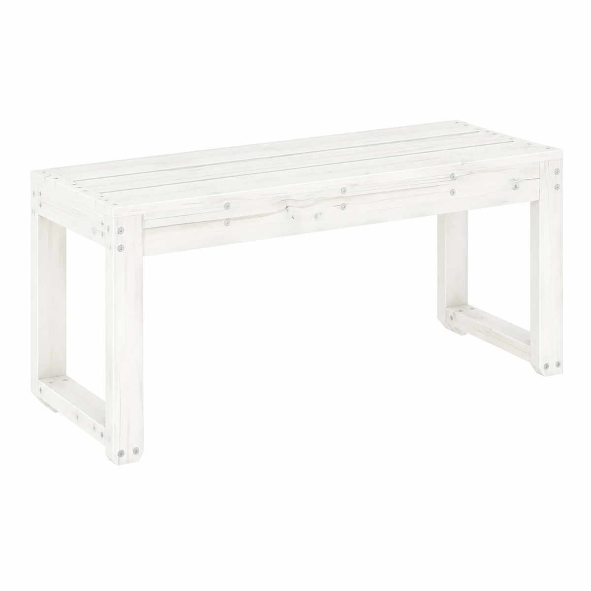 Banc de jardin en bois massif blanc 110x38x45 cm