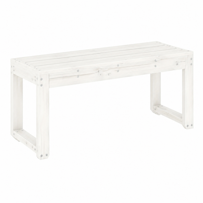 Banc de jardin en bois massif blanc 110x38x45 cm