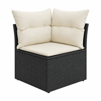 Ensemble de mobilier extérieur 8 pièces avec coussins noirs