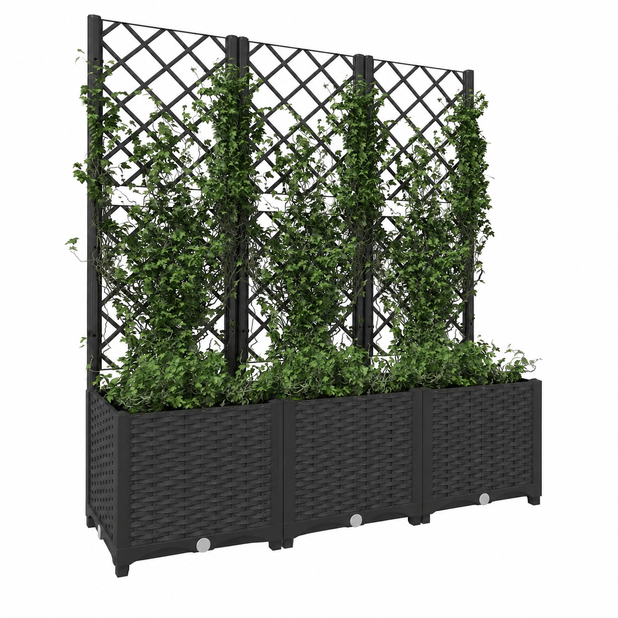 Bac à fleurs avec treillis noir 120x40x136 cm