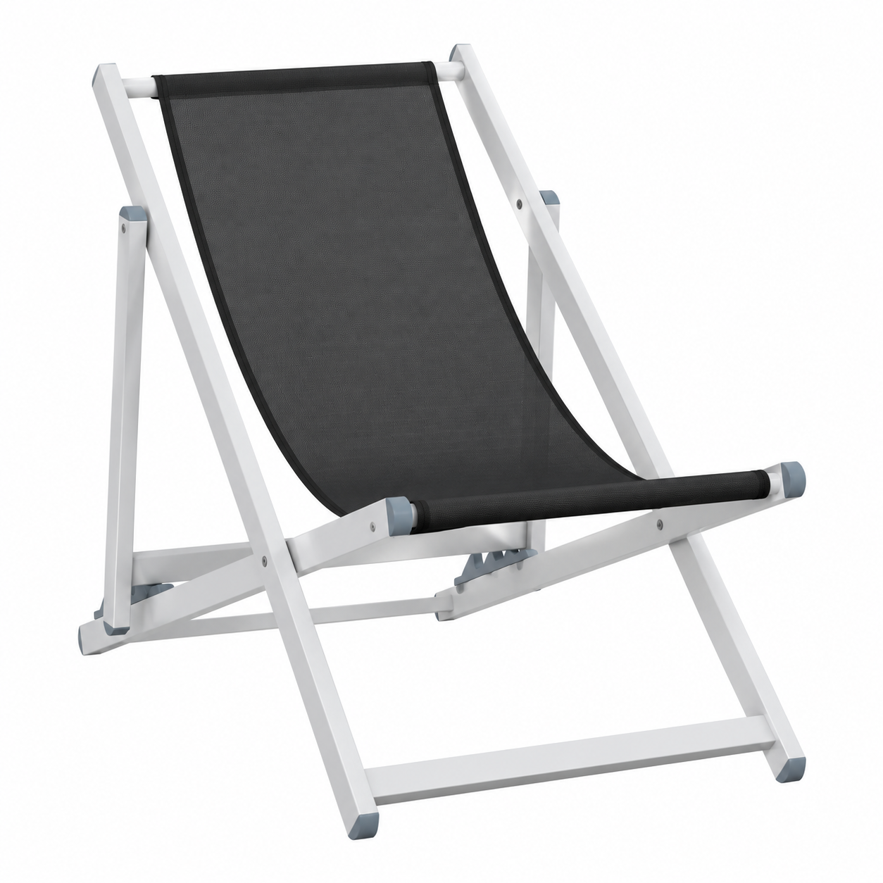 Ensemble de 2 Chaises de Plage Pliantes en Aluminium Noir