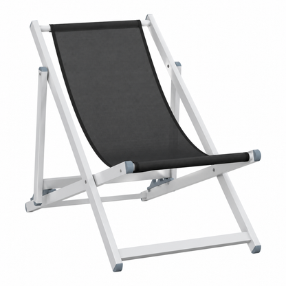 Ensemble de 2 Chaises de Plage Pliantes en Aluminium Noir