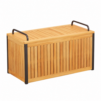 Coffre de Rangement Extérieur en Acacia et Acier