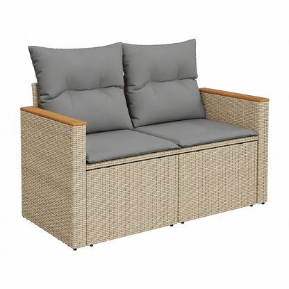 Ensemble de mobilier d'extérieur 13 pièces en résine tressée beige
