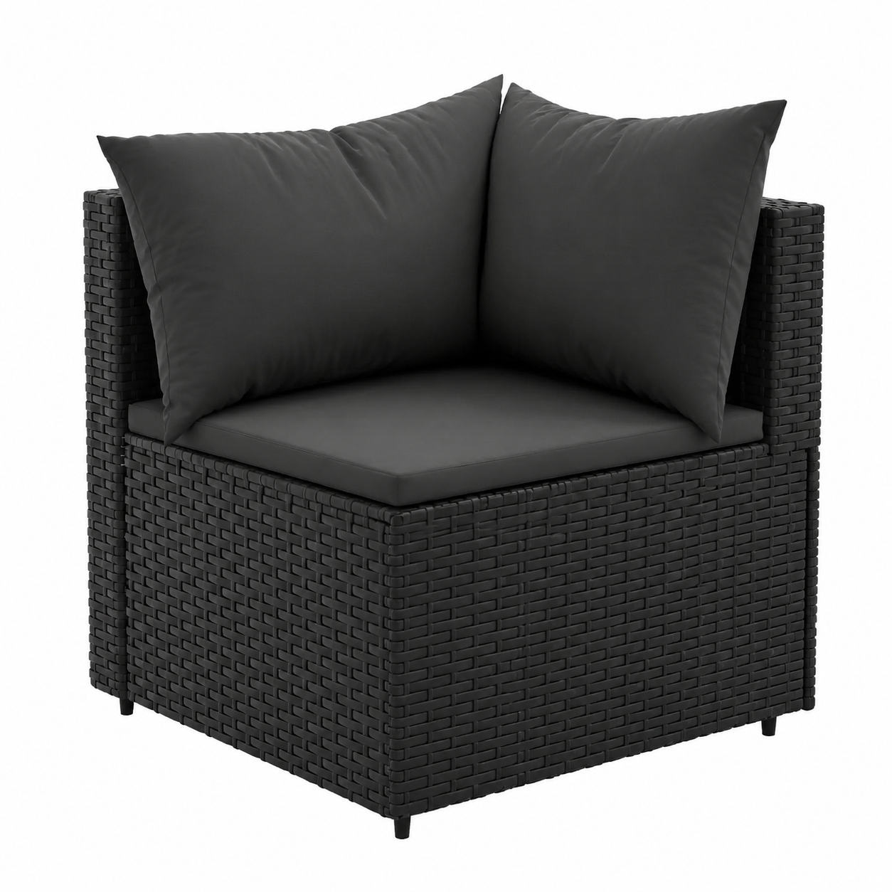Ensemble de mobilier de jardin 8 pièces avec coussins noirs en résine tressée
