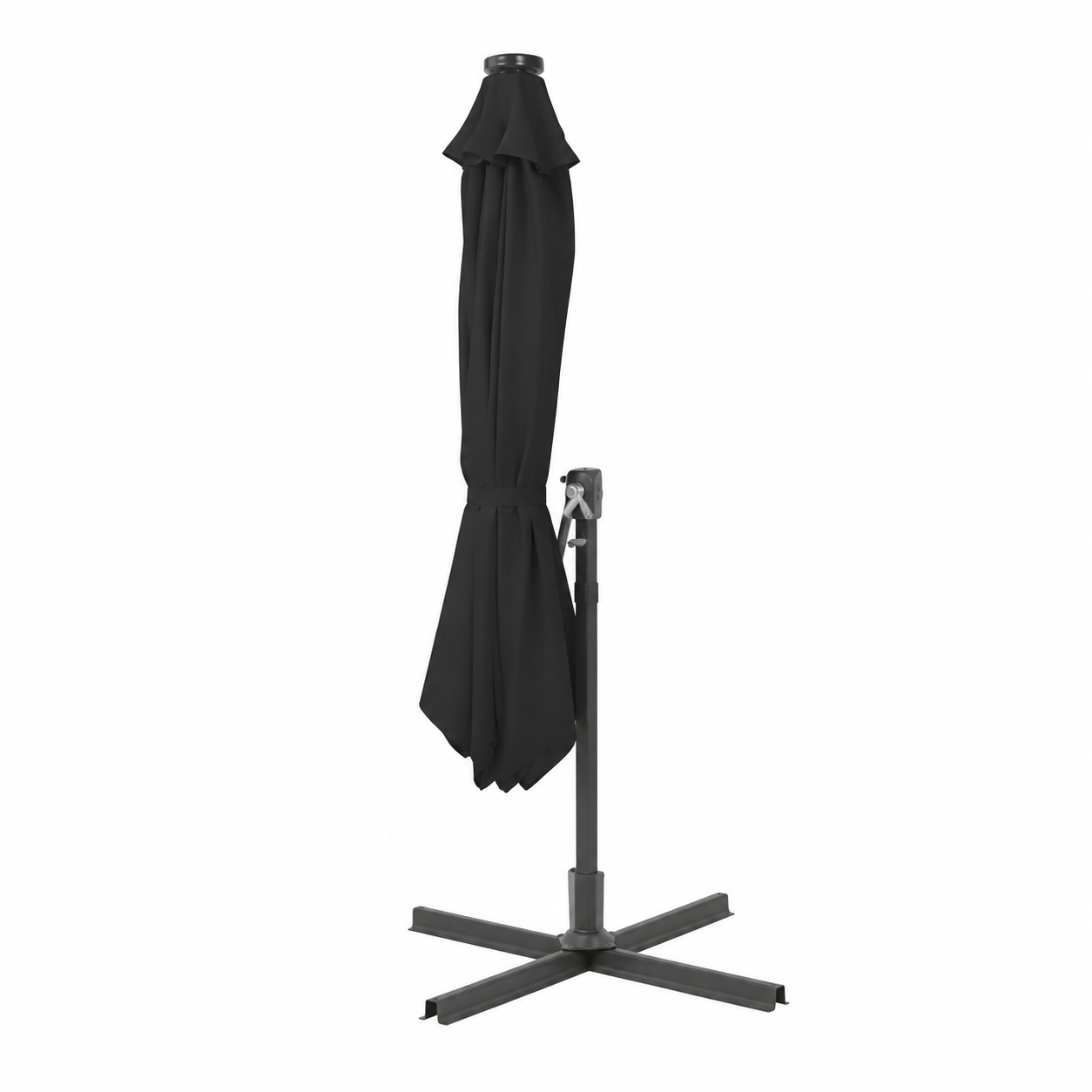 Grand parasol déporté avec éclairage LED 300 cm noir