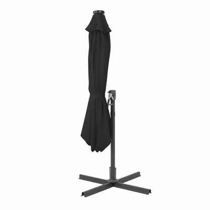 Grand parasol déporté avec éclairage LED 300 cm noir