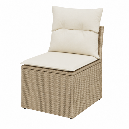 Ensemble d'extérieur 8 pièces avec coussins en résine beige