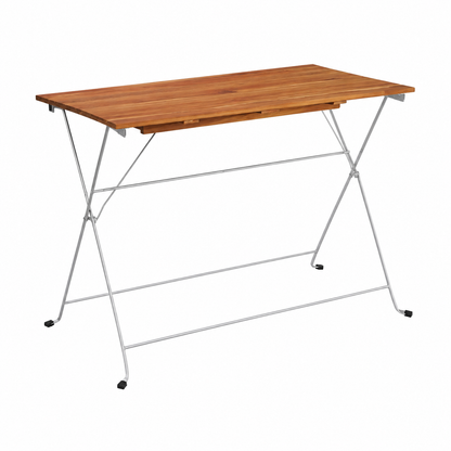 Table de jardin pliante en bois et acier 100x54x71cm