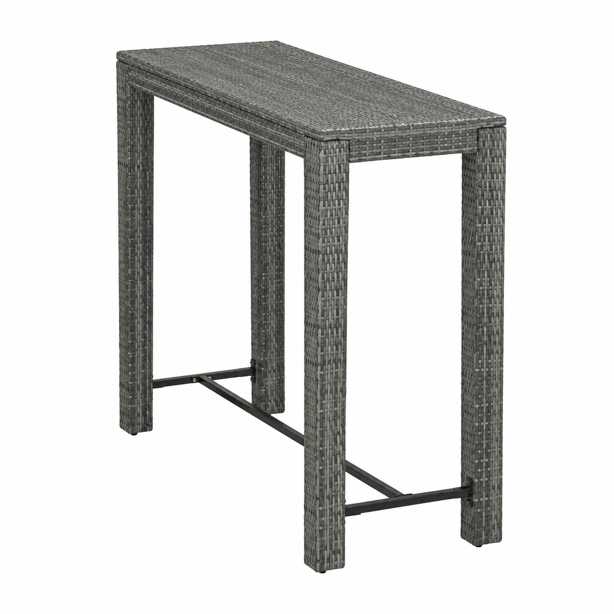 Table haute d'extérieur en résine tressée grise