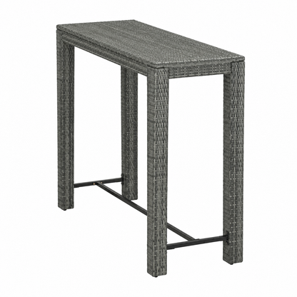 Table haute d'extérieur en résine tressée grise