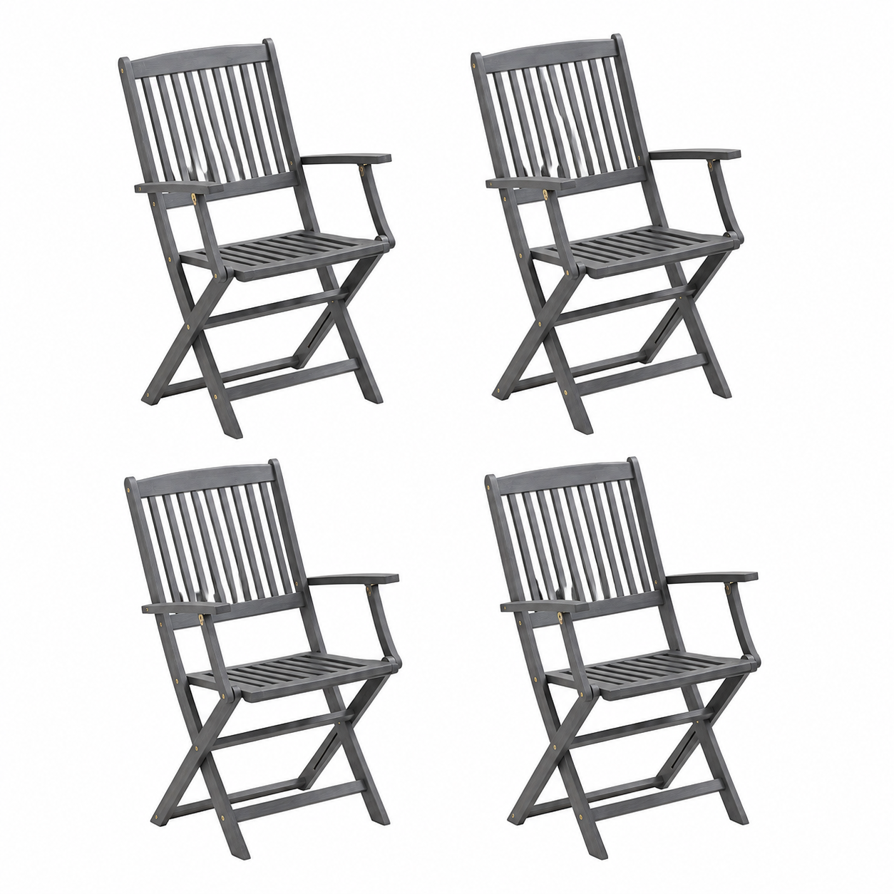 Ensemble de 4 chaises pliantes d'extérieur avec coussins