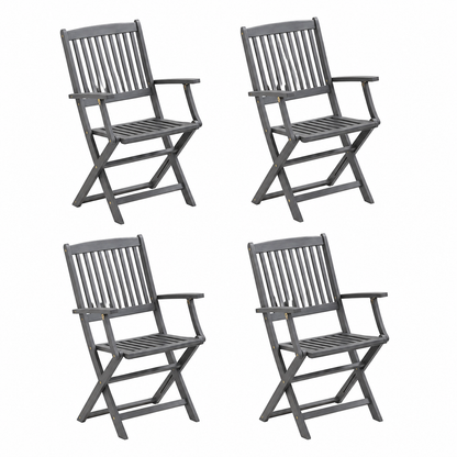 Ensemble de 4 chaises pliantes d'extérieur avec coussins