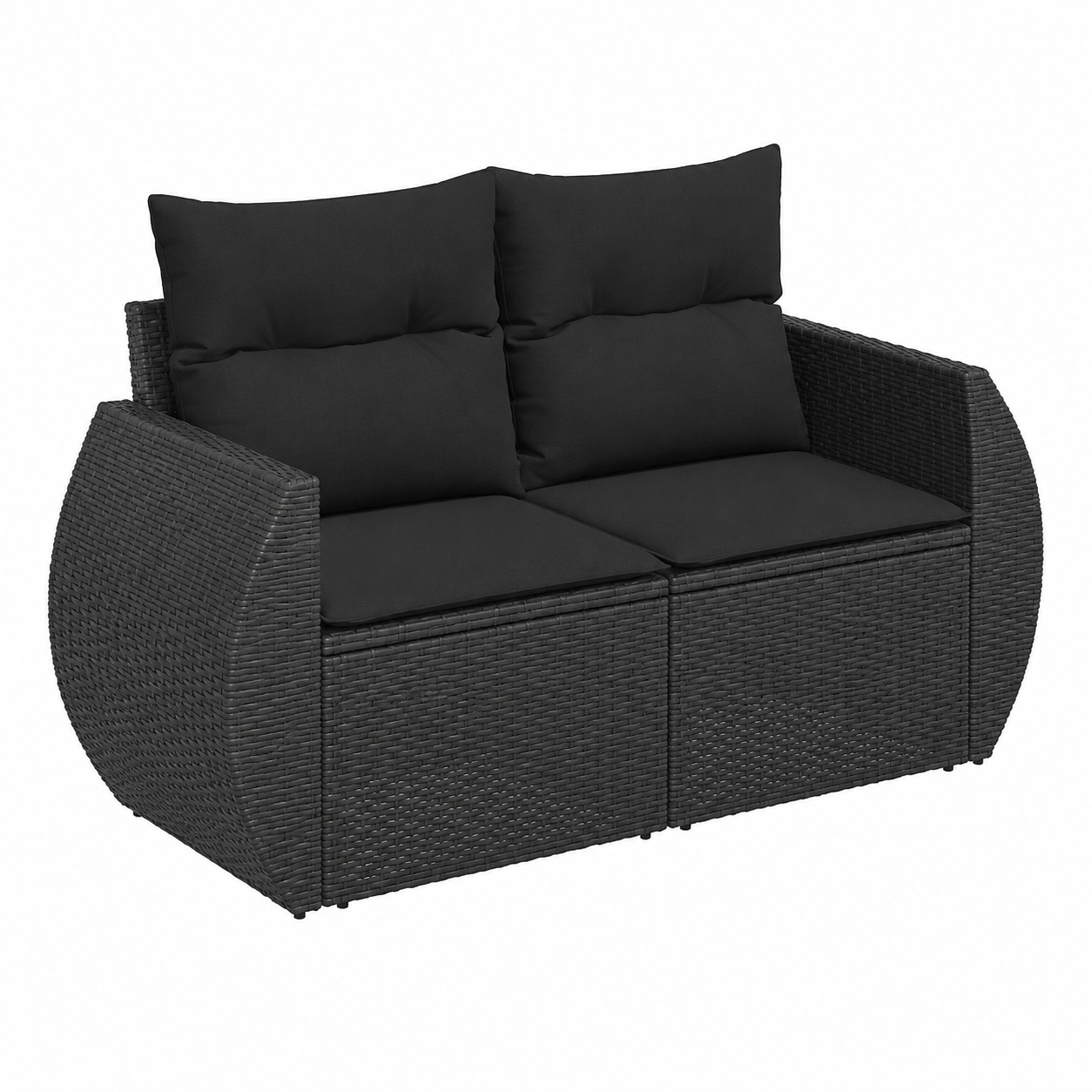 Ensemble de mobilier extérieur 8 pièces avec coussins noirs en résine