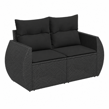 Ensemble de mobilier extérieur 8 pièces avec coussins noirs en résine